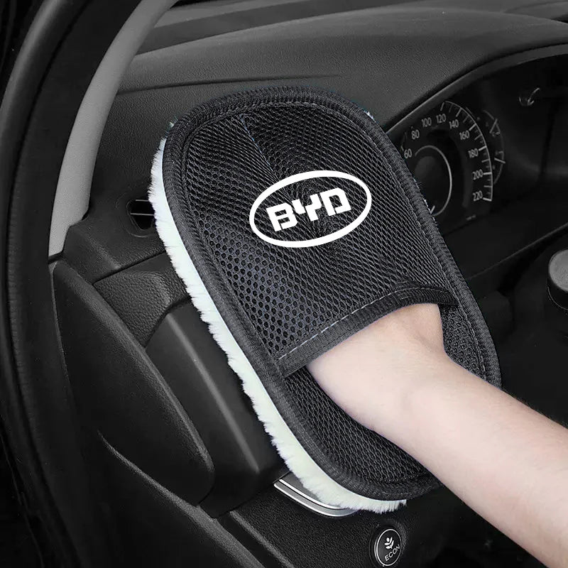 Gants de nettoyage en peluche pour voiture, serviette de lavage en laine épaisse pour BYD Atto 3 Yuan Plus Han Tang EV F3 E6 Dmi Song F0 Qin Pro G3 I3 Ea1 G6