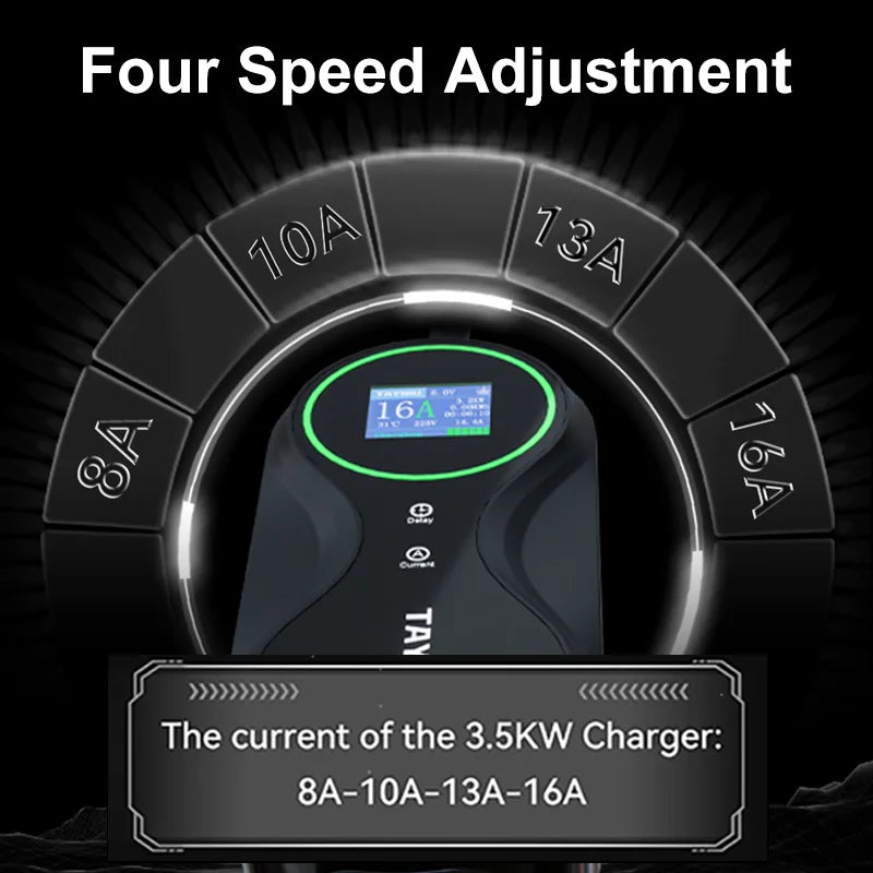 TAYNIU chargeur de véhicule électrique 16A 3.5KW 3.5M câble de charge portable de type 2 EU plug chargeur EV pour MG, ID 4, BYD et tous les EVs