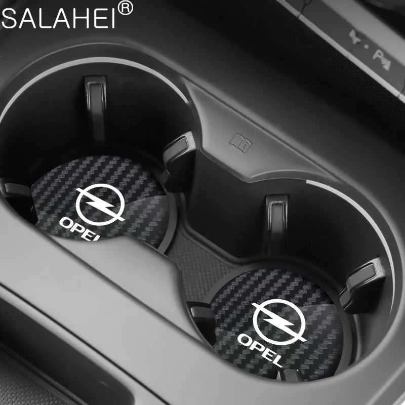Dessous de verre antidérapant en Fiber de carbone pour tasse d'eau de voiture, pour Opel Astra J K OPC Corsa Vectra D Zafira B Insignia Mokka Vivaro