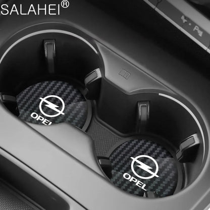 Dessous de verre antidérapant en Fiber de carbone pour tasse d'eau de voiture, pour Opel Astra J K OPC Corsa Vectra D Zafira B Insignia Mokka Vivaro