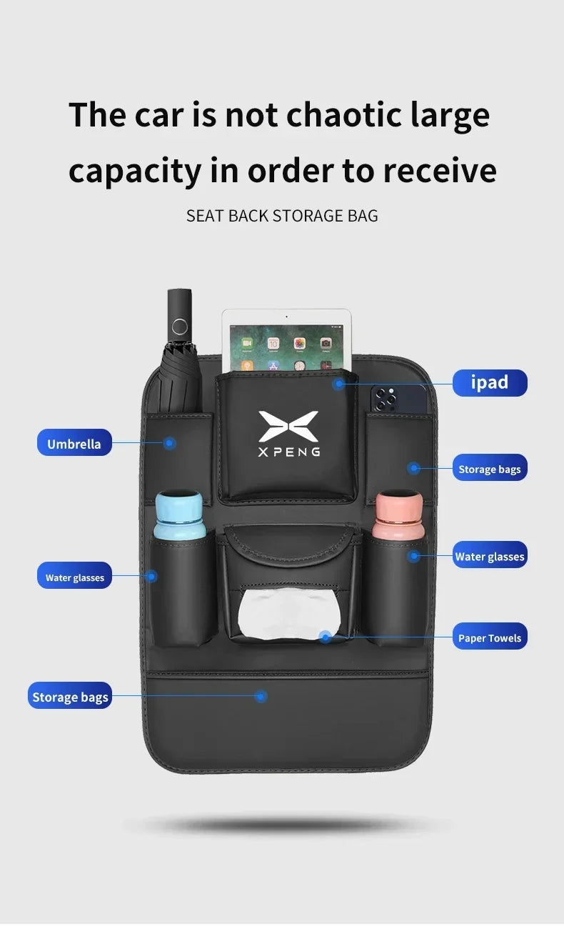 Sac de rangement arrière en cuir pour siège de voiture, anti-usure, coussin anti-rika, accessoires pour XPENG P5 P7 G3 G9 N5 F30 H93 BETA