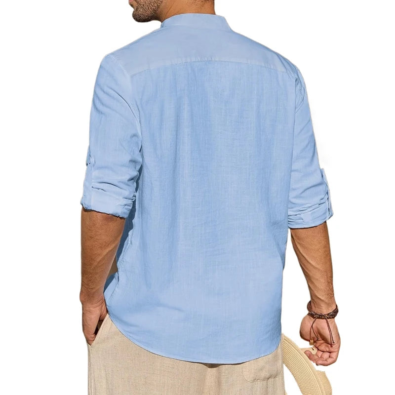 Henley – chemises en coton pour hommes, T-Shirts décontractés, légers, à manches longues, chemises de plage, vacances hawaïennes, nouvelle collection