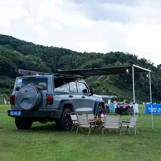Coque en alliage d'aluminium tout-terrain SUV tente latérale de voiture extérieure pare-soleil auvent en caoutchouc noir tente latérale personnalisée