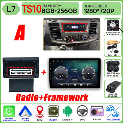 Autoradio Android 16 pour Ford Transit personnalisé Transit V363 350 lecteur multimédia Carplay Navigation GPS 4G Wifi vidéo stéréo 2din
