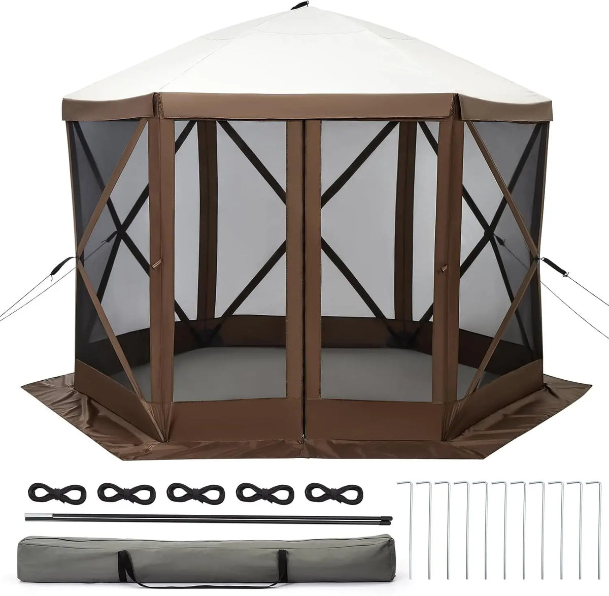 Tente de réception pop-up Garvee 8x8 pieds avec moustiquaire, abri extérieur portable instantané à 6 côtés, imperméable, avec sac de transport, idéale pour le camping, la plage, la terrasse et les fêtes en extérieur