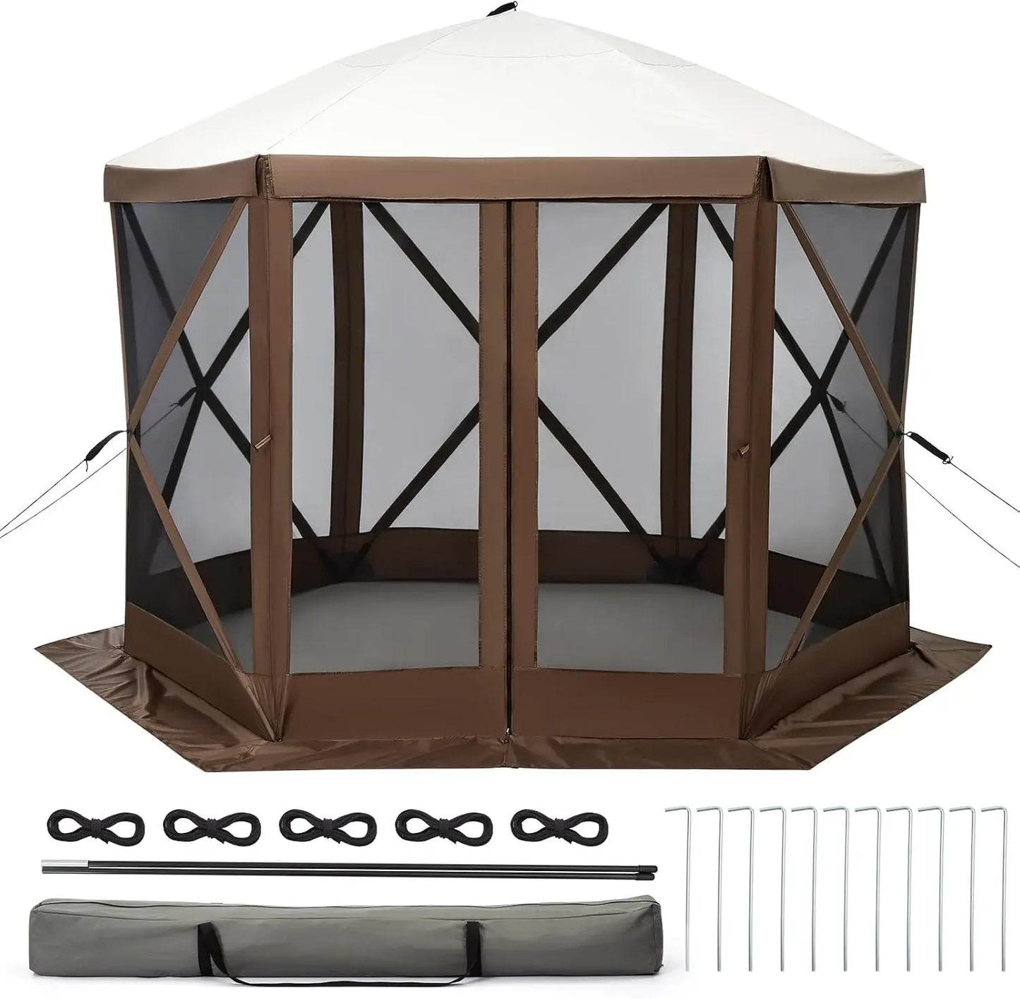 Tente de réception pop-up Garvee 8x8 pieds avec moustiquaire, abri extérieur portable instantané à 6 côtés, imperméable, avec sac de transport, idéale pour le camping, la plage, la terrasse et les fêtes en extérieur