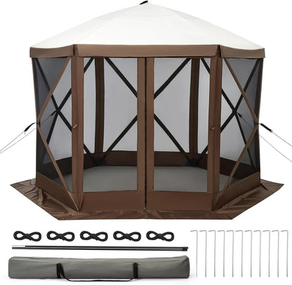 Tente de réception pop-up Garvee 8x8 pieds avec moustiquaire, abri extérieur portable instantané à 6 côtés, imperméable, avec sac de transport, idéale pour le camping, la plage, la terrasse et les fêtes en extérieur
