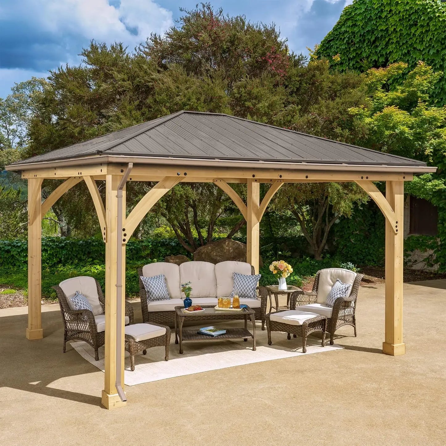 Kit de gouttières pour gazebo 12x14, système complet avec 4 tuyaux de descente pour auvent extérieur, personnalisé