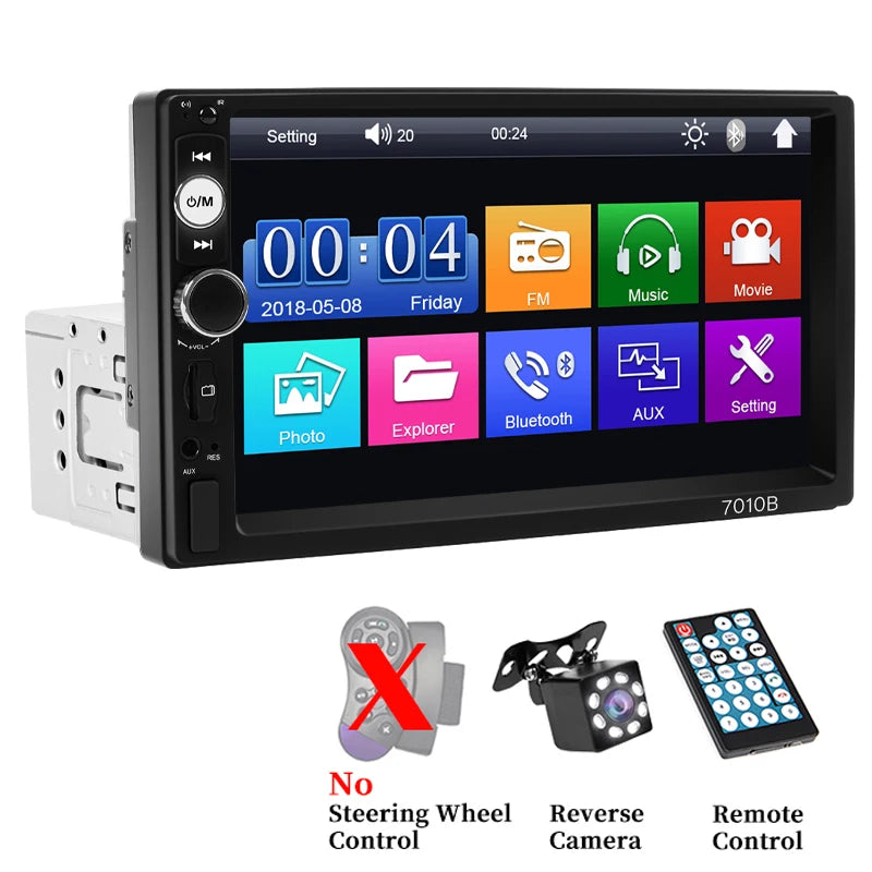 HIPPCRON autoradio HD 7 "écran tactile stéréo Bluetooth 12V 1 Din FM ISO puissance Aux entrée lien miroir lecteur multimédia automatique