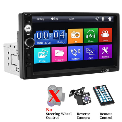HIPPCRON autoradio HD 7 "écran tactile stéréo Bluetooth 12V 1 Din FM ISO puissance Aux entrée lien miroir lecteur multimédia automatique