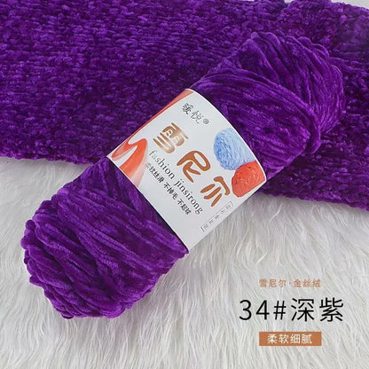 Fil de Velours en Polyester Mélangé de Coton Chenille, Crochet Ogo Doux pour Bébé, Fil Optique pour Écharpe, Bricolage Fait à la Main, 100 g/Rouleau