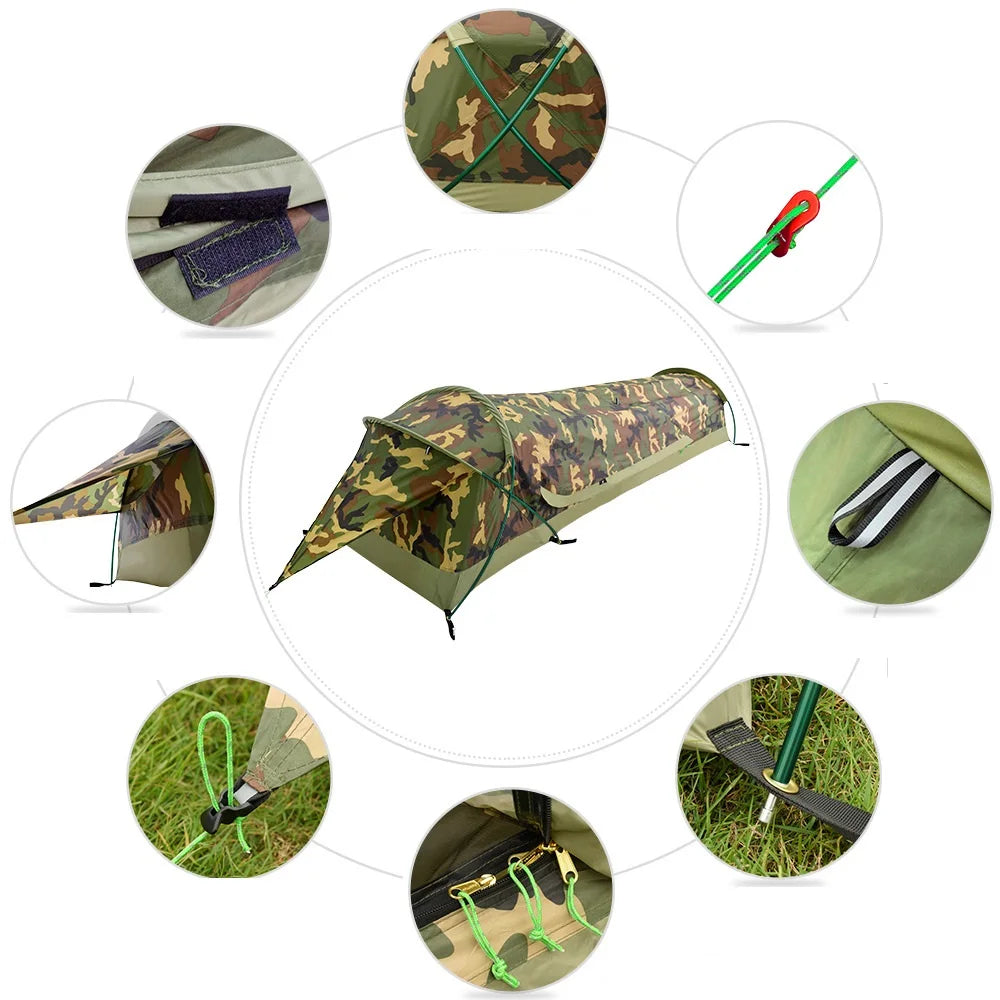Tente extérieure pour une personne, imperméable, légère, mini tente tunnel, 3 saisons