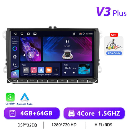 Podofo 7 "9" CarPlay Android autoradio pour Volkswagen VW Golf Passat JETTA Skoda siège voiture système Intelligent 2din GPS autoradio