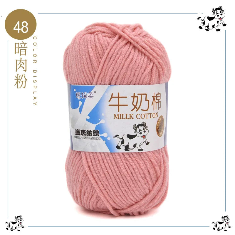 Fil à tricoter en coton au lait, 5 brins, 50g, pour bricolage de sacs de poupée, fil, écharpe, chaussettes