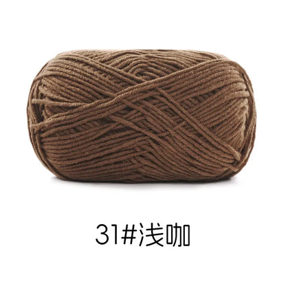 Pelote de Fil de Coton de Lait Peigné à 4 Brins, Laine Douce pour Crocheter et Tisser à la Main, 50g Chacun. 120M)