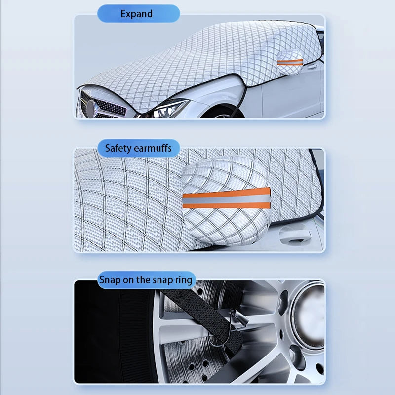SEAMETAL Housse de neige pour fenêtre de voiture améliorée Pare-brise de grande taille avec housse de capot universelle pour berline Suv Hatchback