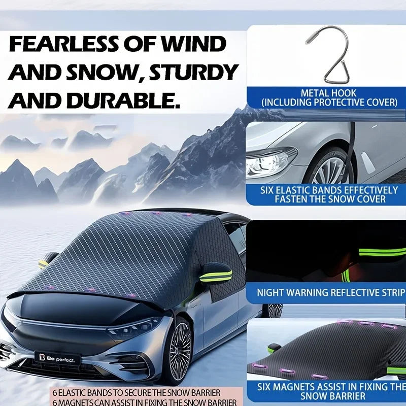Couverture à trois fenêtres pour couverture de neige pour voiture, protection solaire avant, demi-couverture, livraison transfrontalière