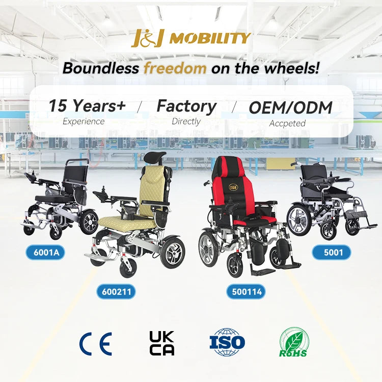 Fauteuil roulant électrique inclinable avec dossier haut, chaise plate allongée avec roulettes pour désactionner 50112-L036