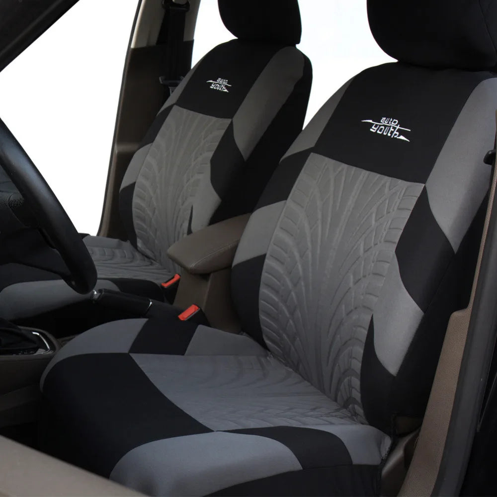 AU-UTH-Ensemble de Housses de Siège de Voiture Brodées, Protection Universelle Adaptée à la Plupart des Voitures, avec un Style Track Tatif