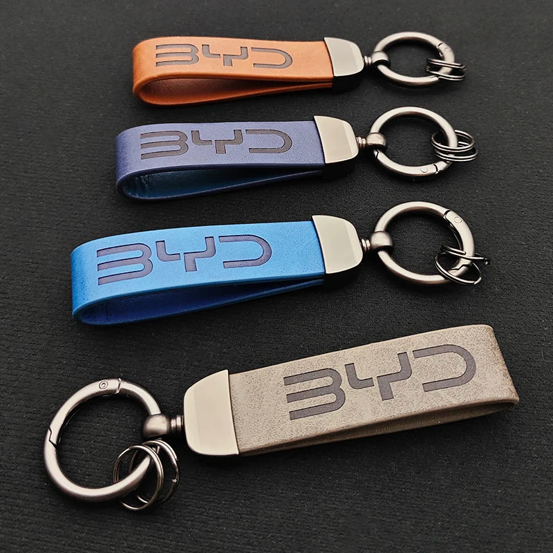 Porte-clés de voiture en cuir de luxe, Logo BYD, meilleur cadeau, accessoires automobiles, 2025
