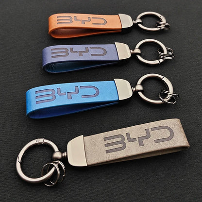 Porte-clés de voiture en cuir de luxe, Logo BYD, meilleur cadeau, accessoires automobiles, 2025