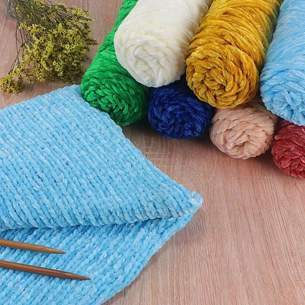 Fil de velours doux en Chenille, mélange de laine tricotée au Crochet, écharpe faite à la main, manteau, couverture et chapeau pour bébé, 95g