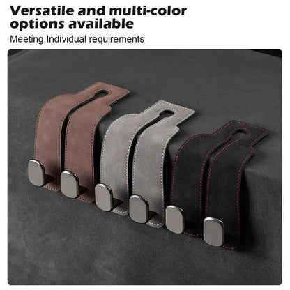 Crochet en cuir pour rangement intérieur de véhicule, 2 pièces, support de téléphone intérieur de voiture, appui-tête de véhicule, cintre de sac pour un rangement pratique de voyage