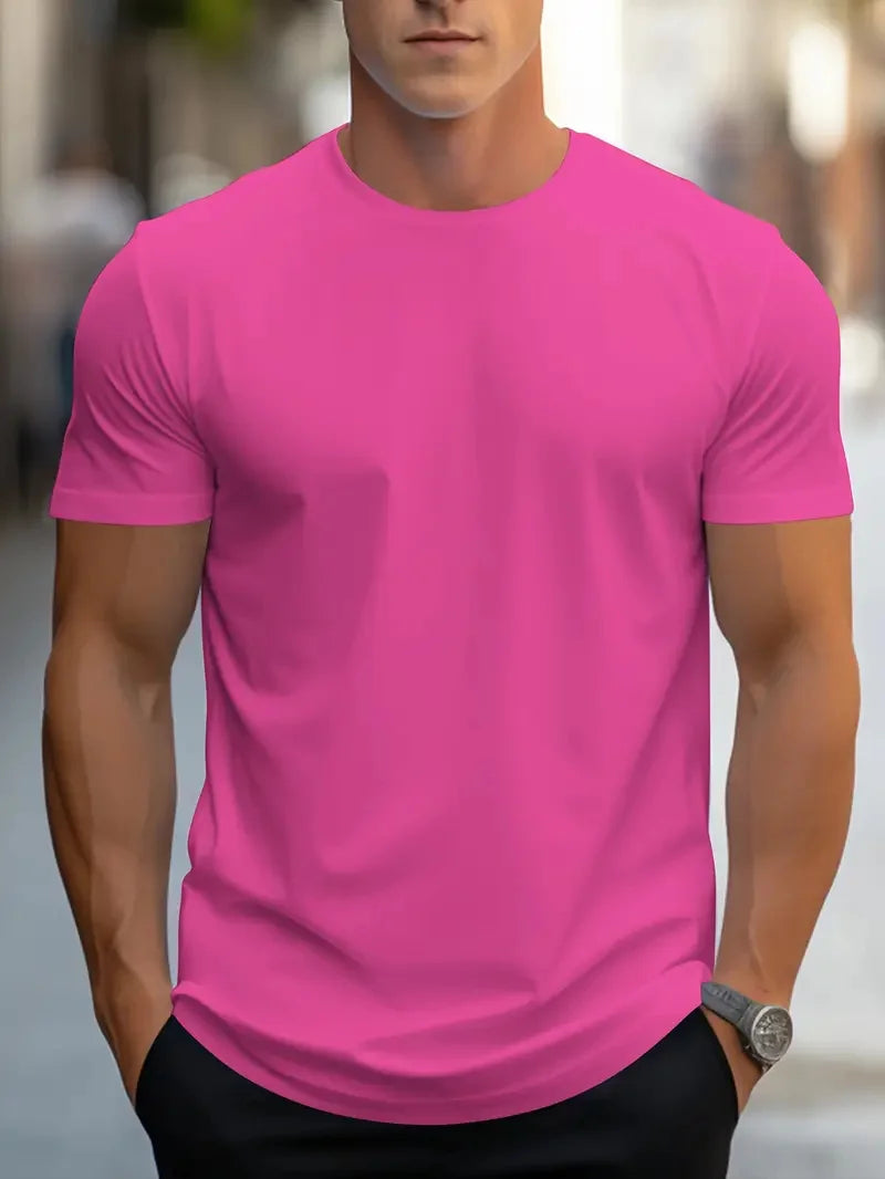 T-shirt à Manches Courtes et Col Rond pour Homme, Vêtement Simple, de Couleur Unie, de Haute Qualité, Confortable, Respirant, Décontracté et Polyvalent, pour Été