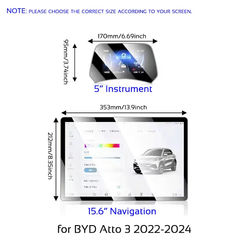 Protecteur d'écran pour BYD Atto 3 Yuan Plus 2022 – 20225, Film en verre trempé, housse de protection pour instruments de Navigation, accessoires de voiture