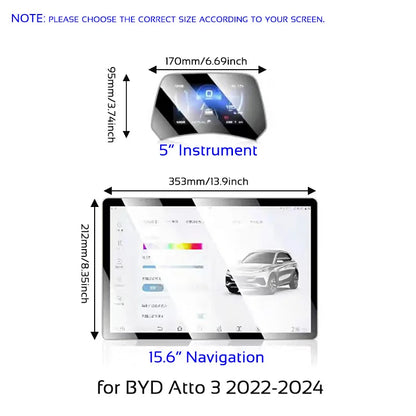 Protecteur d'écran pour BYD Atto 3 Yuan Plus 2022 – 20225, Film en verre trempé, housse de protection pour instruments de Navigation, accessoires de voiture
