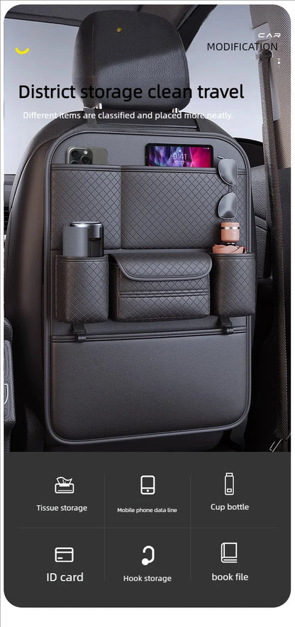 Organisateur de dossier de siège de voiture multifonctionnel, sac de rangement de siège arrière multi-poches de grande capacité, tapis Anti-coup résistant à l'usure