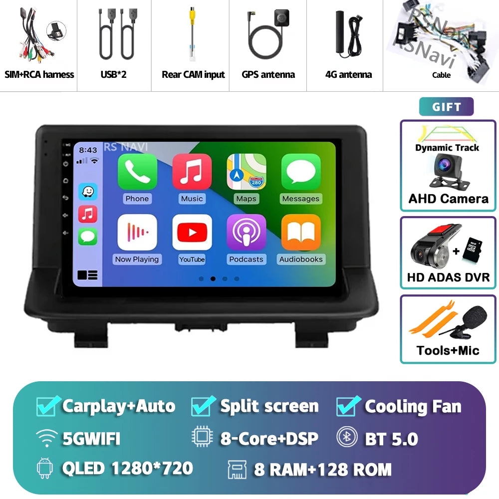 Android 15 sans fil CarPlay Auto autoradio pour Audi Q3 2012-2018 DSP lecteur vidéo multimédia GPS stéréo Autoradio unité principale WIFI
