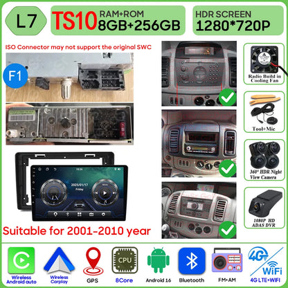 Autoradio Android 16 pour Renault Trafic 2 pour Opel Vivaro A pour Nissan primastar 2001 - 2014 GPS Navigation Carplay Android Auto