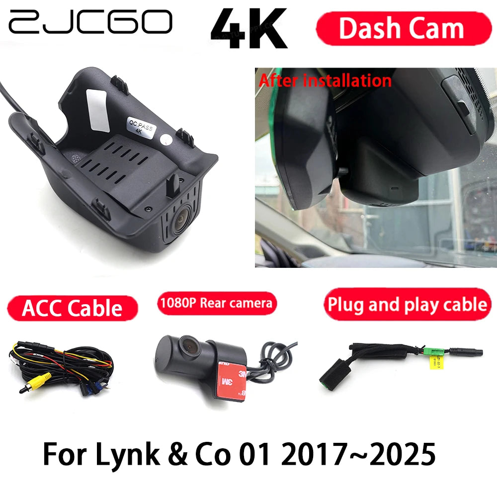 Caméra de voiture 4K Plug and Play Dash Cam enregistreur vidéo Vision nocturne pour Lynk & Co 01 2017-2025