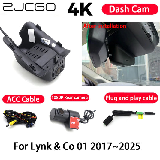 Caméra de voiture 4K Plug and Play Dash Cam enregistreur vidéo Vision nocturne pour Lynk & Co 01 2017-2025