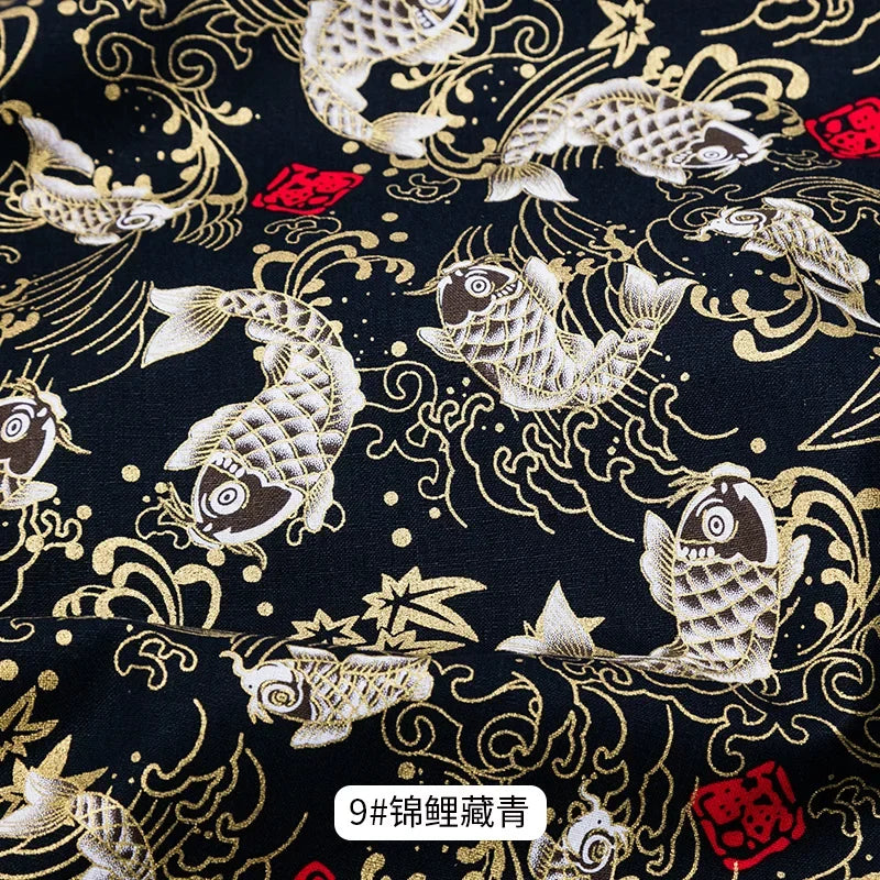 Tissu bronzé Kimono japonais 50x145cm, tissu en coton imprimé fleurs de cerisier Sushi, matériaux de bricolage, accessoires de Patchwork pour la couture