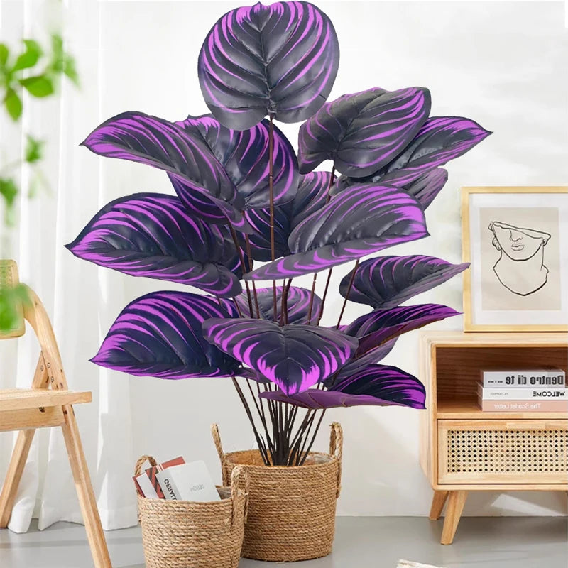 Grand palmier artificiel de 57 à 75cm, branches de plantes Monstera, feuilles de tortue en plastique, feuilles au toucher réel pour décoration de jardin de maison