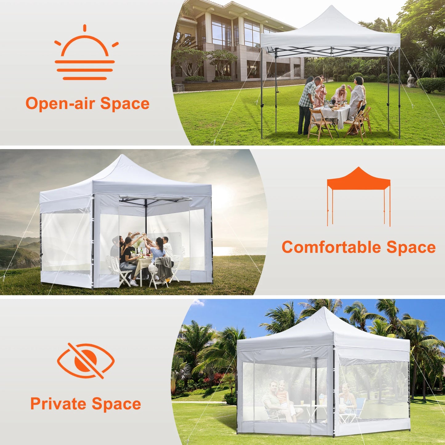 SucceBuy 10x10 Pop Up auvent tente extérieure dix avec parois latérales amovibles et sac à roulettes abri portable instantané pour camp de fête