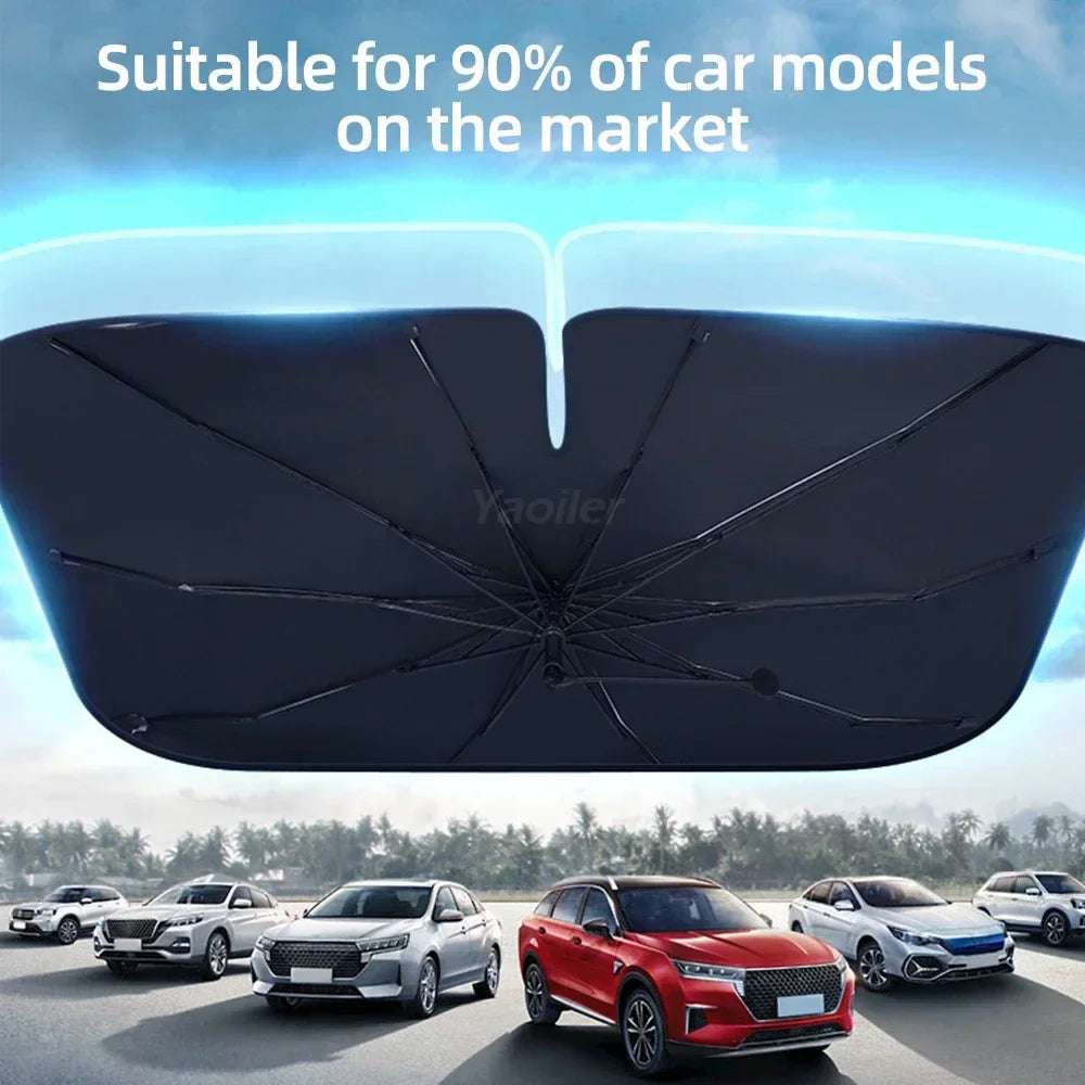Parasol de pare-brise de voiture avec 360 ° Pare-soleil pour fenêtre avant, poignée pliable rotative, Protection UV, accessoires de voiture d'été