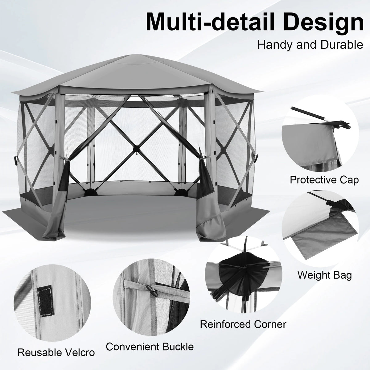 Maison d'écran de tente de belvédère escamotable pour le camping, pièce d'écran de 12x12 avec le toit parfait, belvédère d'écran extérieur avec le filet