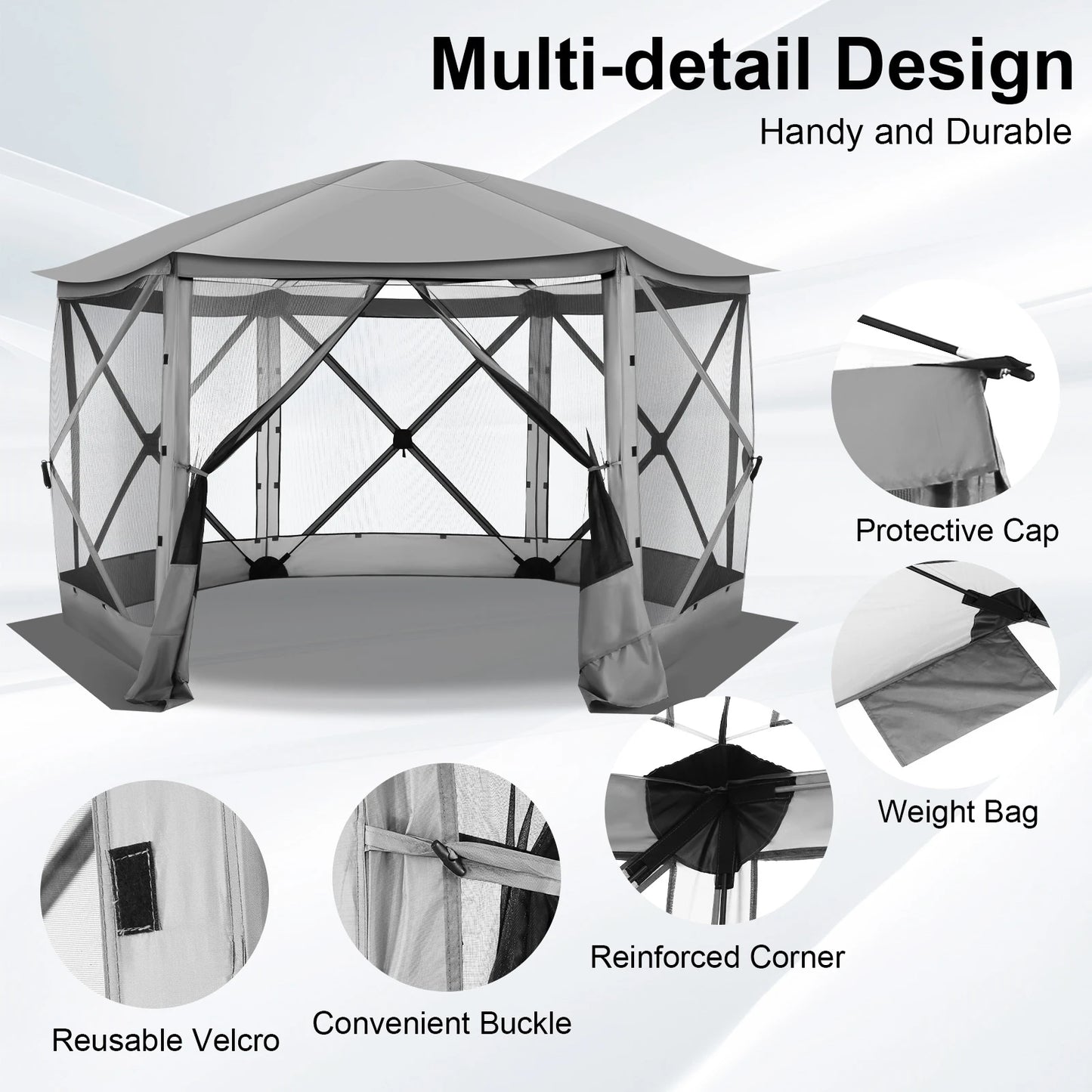 Maison d'écran de tente de belvédère escamotable pour le camping, pièce d'écran de 12x12 avec le toit parfait, belvédère d'écran extérieur avec le filet