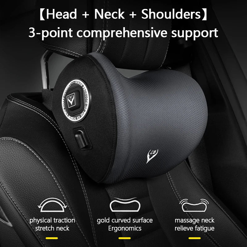 Car Electric Massage Headrest Lumbar Support Vibration Waist Lumbar Neck Pillow Backrest Cushion Car Seat Interior Accessories