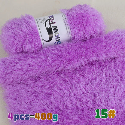 Fil de fausse fourrure 400g, fil de plumes, fil de cils, fil épais pour tricoter à la main, adapté au tricot de grands manteaux, pyjamas, foulards, chapeaux, châles, gilets