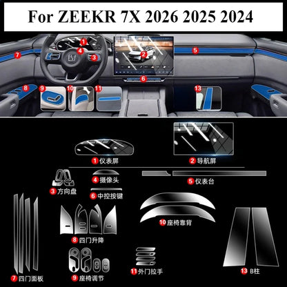 Film de Protection transparent en TPU PPF pour ZEEKR 7X 2026 2025 2024, panneau de vitesse de Navigation GPS LCD, Console centrale, accessoires de voiture