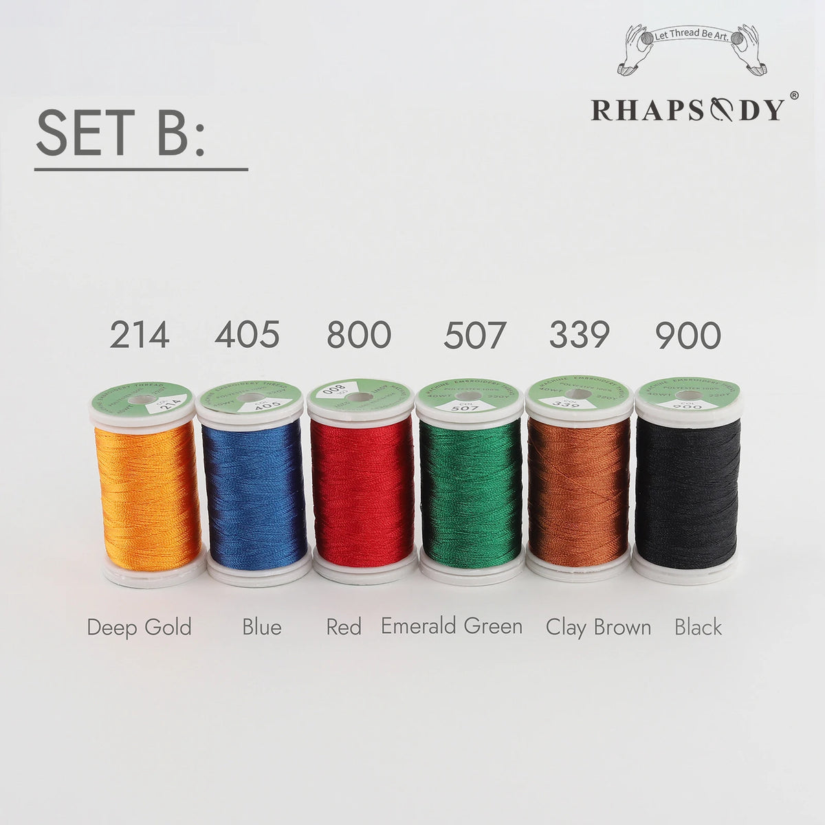 Rhapsody 6/60 ensemble de couleurs frère fil à broder en Polyester de qualité supérieure 200M (220Y) chaque bobine frère Babylock Janome Singer Hom