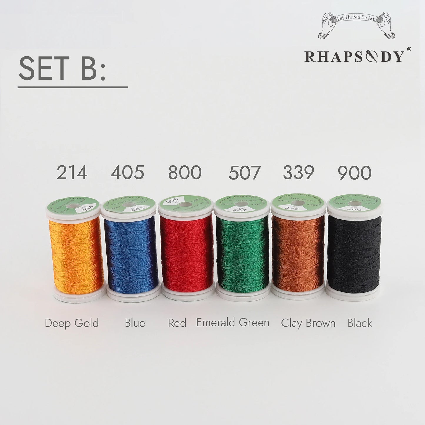 Rhapsody 6/60 ensemble de couleurs frère fil à broder en Polyester de qualité supérieure 200M (220Y) chaque bobine frère Babylock Janome Singer Hom