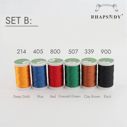 Rhapsody 6/60 ensemble de couleurs frère fil à broder en Polyester de qualité supérieure 200M (220Y) chaque bobine frère Babylock Janome Singer Hom