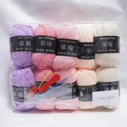 Nouveau 10 pièces série rose fil lait coton fil combinaison Crochet tricot fil ensemble pour bricolage à la main artisanat pull écharpe tricot