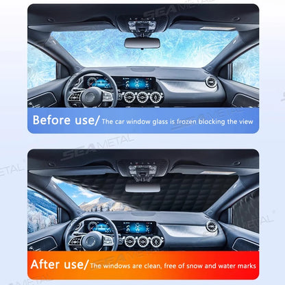 SEAMETAL épaissir pare-brise de voiture bouclier de neige 5 aimants grande taille Protection complète fenêtre avant couverture de neige coupe-vent Anti couverture de glace