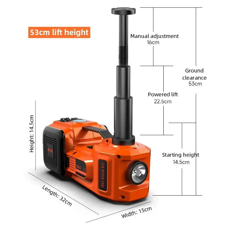 Cric hydraulique électrique 12V, version tout-terrain, outil de levage de voiture 3 en 1, kit de changement de pneus portable parfait pour les véhicules d'urgence